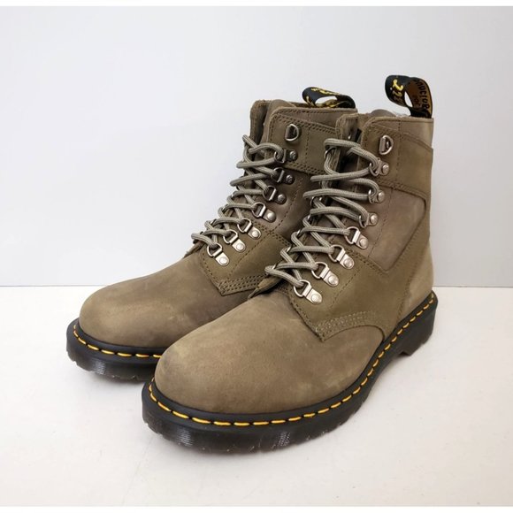 Doc Martens 1460 Pascal Leather Suede Lace Up Boots in Olive Mens Size 8 41